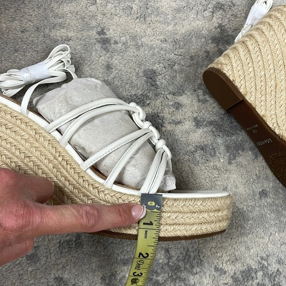 NIB Lisa Vicky Gaze White Leather Ankle Wrap Platform Espadrille Wedge Sz 8.5 - Picture 13 of 13